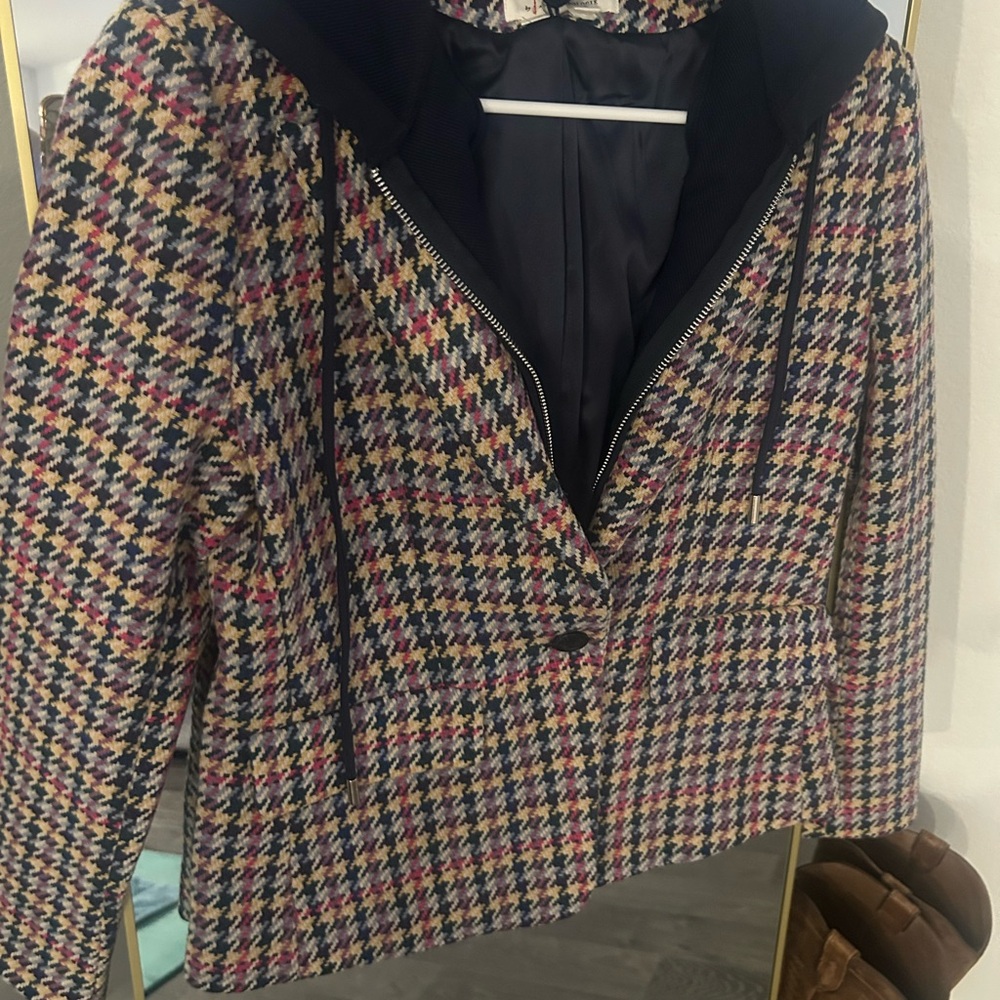 Anthropologie Red and Pink Blazer with Sophisticated Design